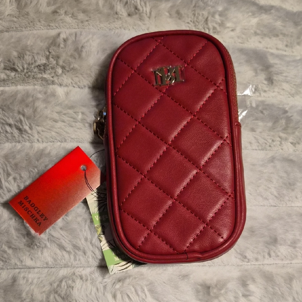 Badgley Mischka Burgundy Quilted Oval Phone Case